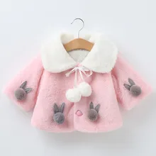 Новое зимнее теплое шерстяное пальто с мехом для маленьких девочек Детская флисовая верхняя одежда с длинными рукавами для девочек, Куртка зимние топы для малышей