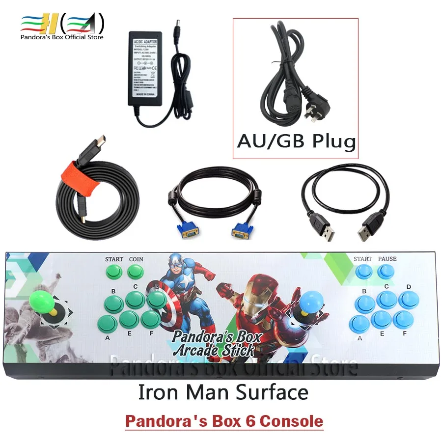PB6 Iron Man GB Pandora Box 6 1300 в 1 аркады игровой консоли 2 игроки могут добавить 3000 игры поддержки ФБА mame ps1 tekken 3d мортал комбат pacman - Цвет: PB6 Iron Man GB