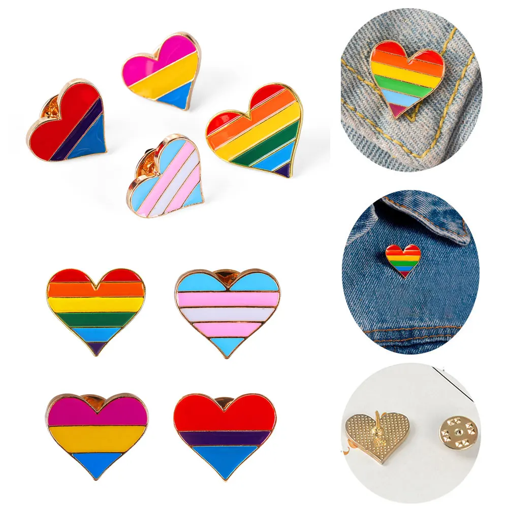Tinplate Rainbow Brooch Pins Gay Badge Collar Pin Denim Brooches Clothing Lapel Hat Decoration LGBT Signs Clothing Accessory 1PC alloy brooch metal pins badge brooches art pins