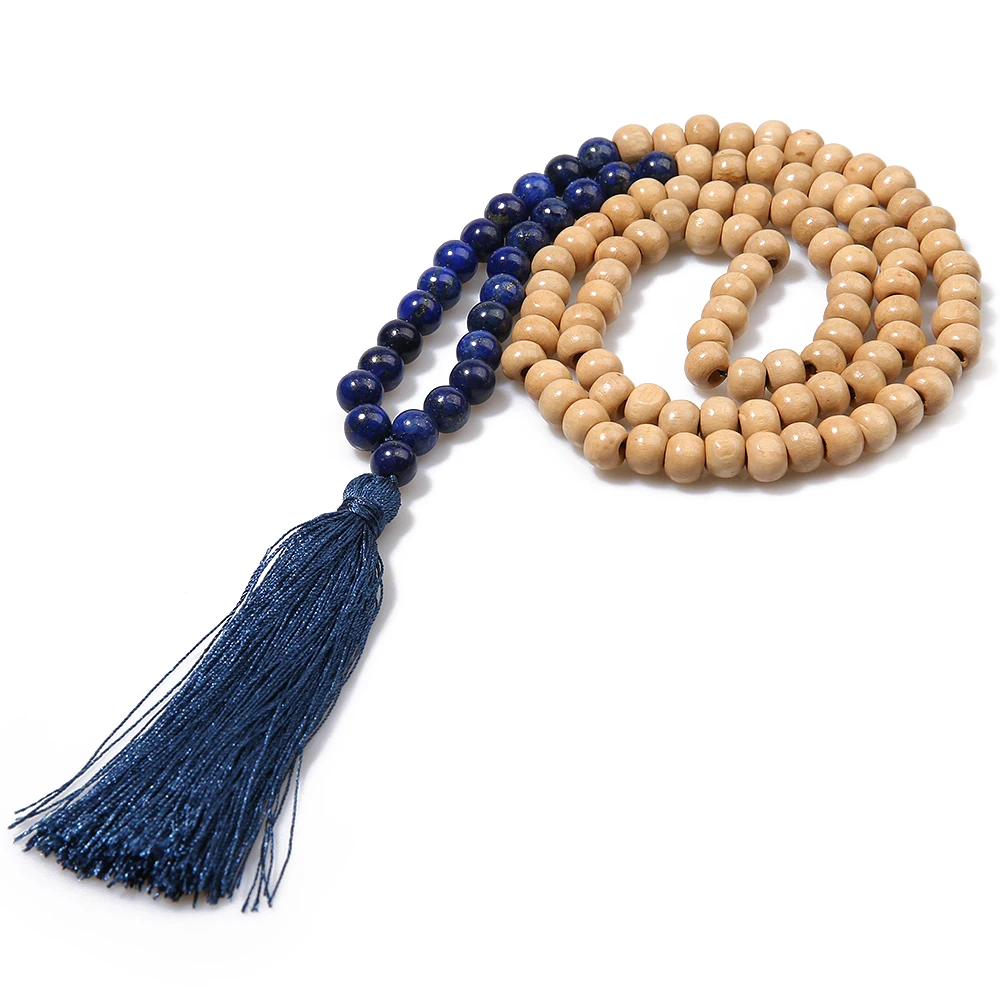 Móda bohémský střapcem joga dřevěný šperků ruční přírodní kámen střapcem řetízek pro ženy laso náhrdelníky
