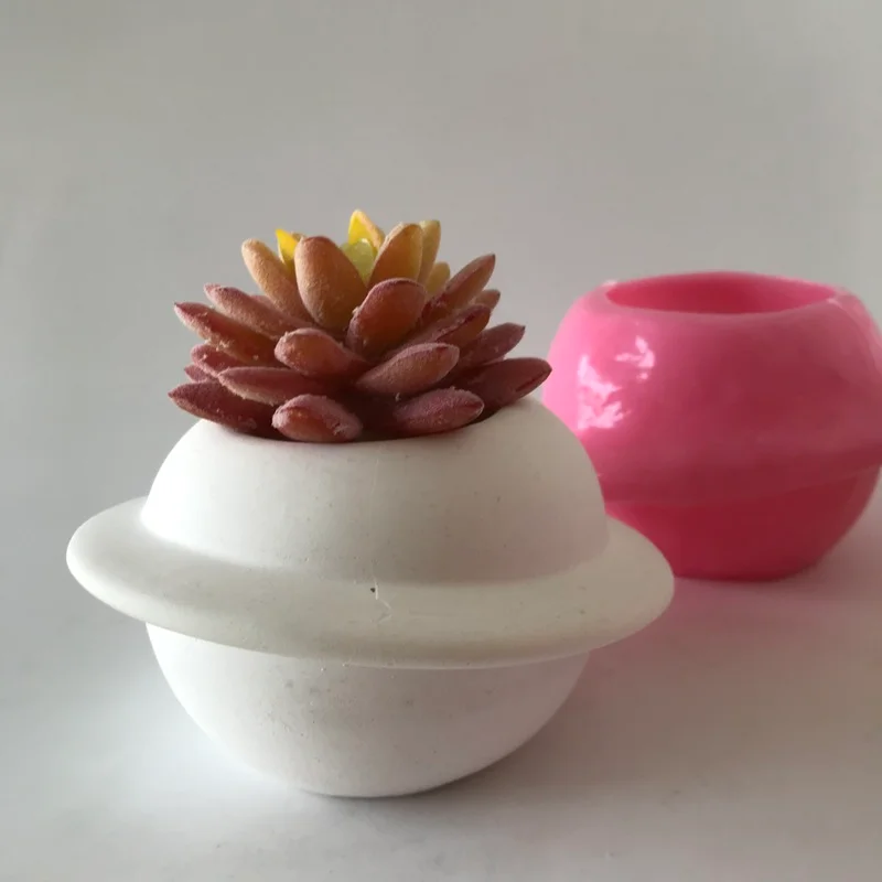 DIY Resin Concrete Flower Pot Silicone Molds 3D Moon Star Alien Ship Cement  Planter Vase Mould