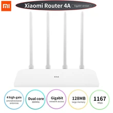 Маршрутизатор Xiaomi Mi, роутер 4A гигабитная версия 2,4 ГГц 5 ГГц WiFi 1167 Мбит/с WiFi ретранслятор 128 Мб DDR3 с высоким коэффициентом усиления, 4 антенны, сетевой удлинитель Маршрутизатор Xiaomi Mi, роутер 4A гигабитная версия 2,4 ГГц 5 ГГц WiFi 1167 Мбит/с WiFi ретранслятор 128 Мб DDR3 с высоким коэффициентом усиления, 4 антенны, сетевой удлинитель