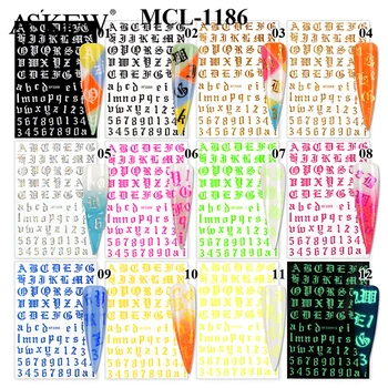 

12pcs 3D Symbolic Number Nail Art Stickers Decoration Manicure Mix Color Butterfly Star Heart Self-adhesive DIY Tips Sticker