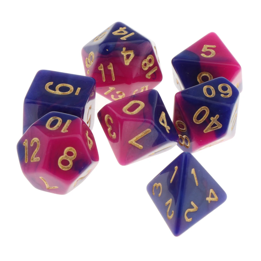 Pack of 7 Polyhedral Dices Table Board Games Party KTV for Dungeon and Dragons Polyhedral Dice Games DND Dice Set Kids Math Toys