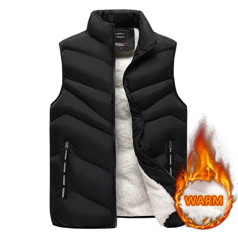 Winter Vest Men Fleece Warm Waistcoat Padded Mens Vests Autumn Male