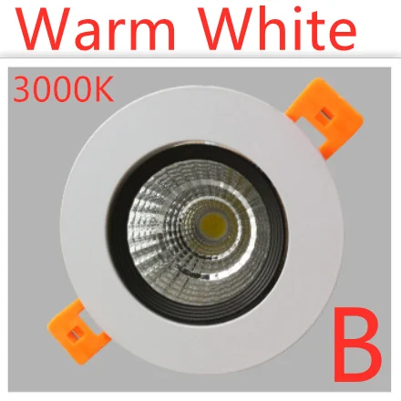 B-----Warm White Светодиодный светильник с регулируемой яркостью COB потолочные точечные светильники 3 Вт 5 Вт 7 Вт 12 Вт 15 Вт 20 Вт 30 Вт Светодиодный светильник для спальни, кухни, внутреннего потолка, встраиваемый светильник - Испускаемый цвет: B-----Warm White