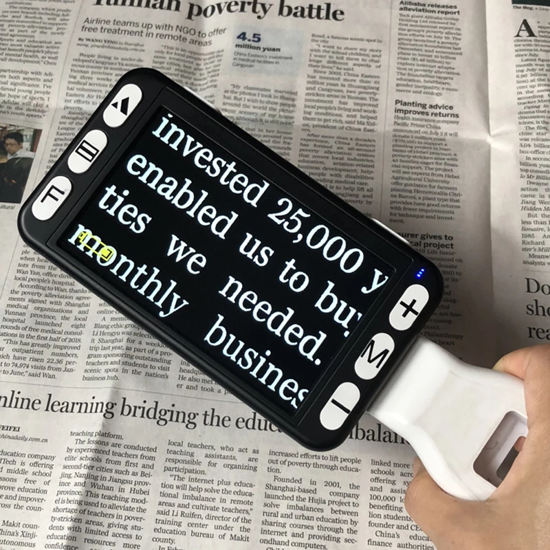 US $103.50 5inch Lcd Display Low Vision Video Magnifier Portable Reading Magnifier Electronic Reading Aid Handheld Tv Output Voice