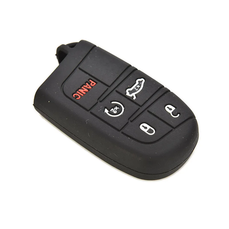 New 5 Button Black Silicone Case Cover For Jeep Chrysler Dodge Fiat Remote Smart Key