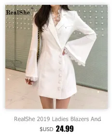 RealShe, весенний блейзер для женщин, отложной воротник, длинный рукав, пуговицы, сплошные блейзеры для девушек, Осень-зима, элегантное пальто для женщин