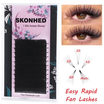 

12Lines Easy Fan Lashes Bloom Eyelash Extension Austomatic Flowering Fast Fan Self-Making Fans Volume Lashes 0.05/0.07mm pestana