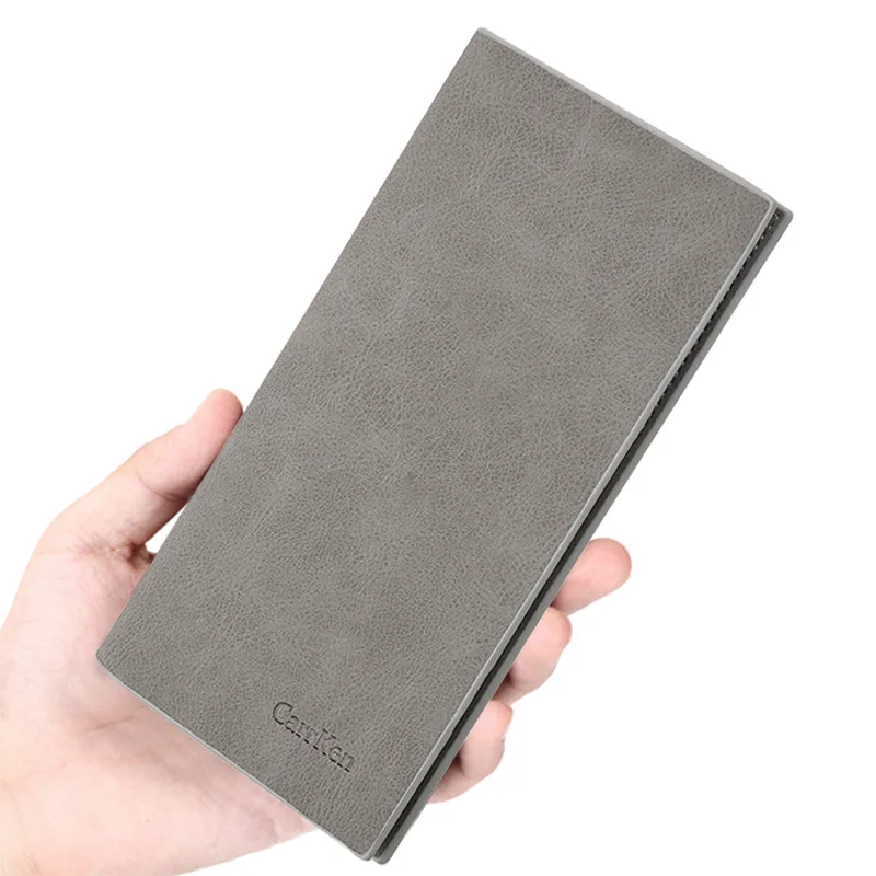 

Hensen Men Long Retro Long Wallet Youth Card Bit More Ultra-Thin Wallet Soft Wallet Nubuck Leather Wallet