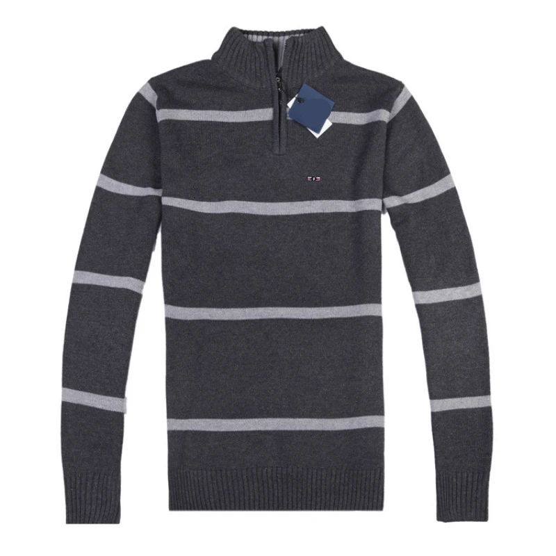 Eden Park брендовый хлопковый свитер мужские повседневные свитера Pull Homme вязаный пуловер половина на молнии трикотажная водолазка Поло-воротник 7122 - Цвет: 7122 Dark grey