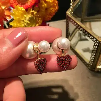 

2020 New Love Rhinestone Pearl Earrings, Zircon Earrings Fashion Pop Earrings