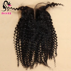 4*4 Afro Kinky Curly Human Hair Lace Closure with Baby Hair Indian Human Hair Extension Closure Free Middle Part Natural Black