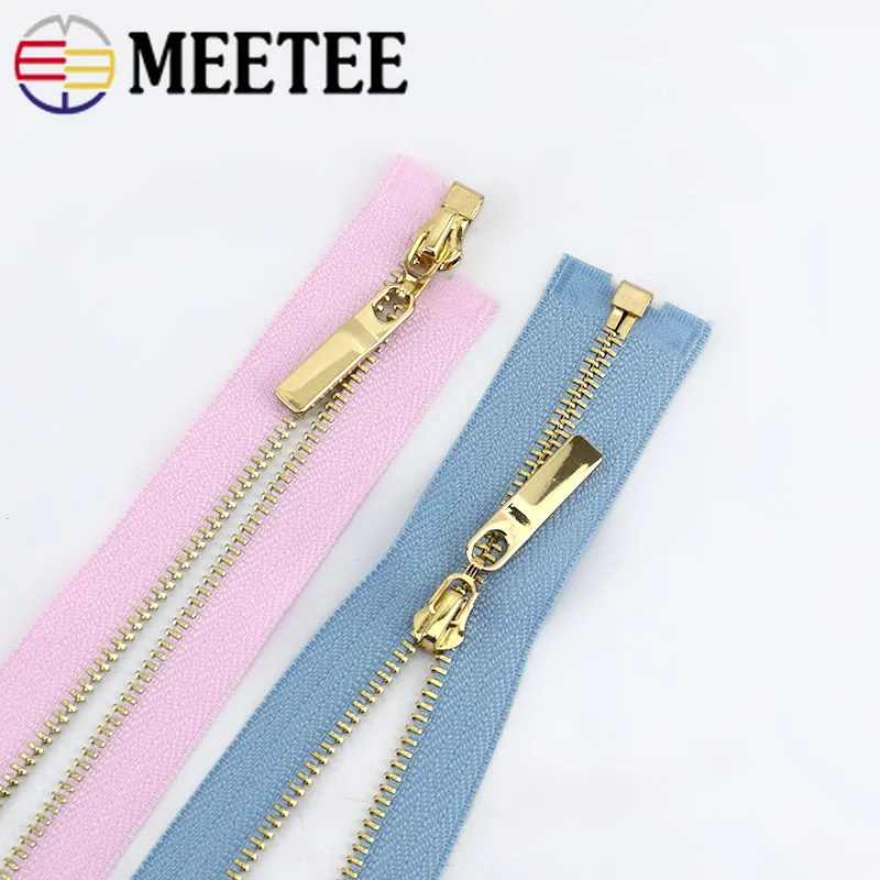 Металлические молнии с открытым концом Meetee 5 шт. 40/70 см 3 # золотые зубья