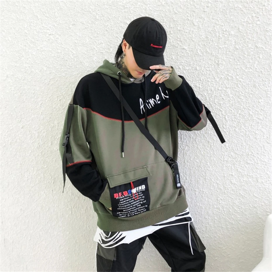 Harajuku цветной лоскутный свитер с капюшоном для мужчин хип-хоп пуловер толстовки уличная Повседневная мода Топы Осень WG616