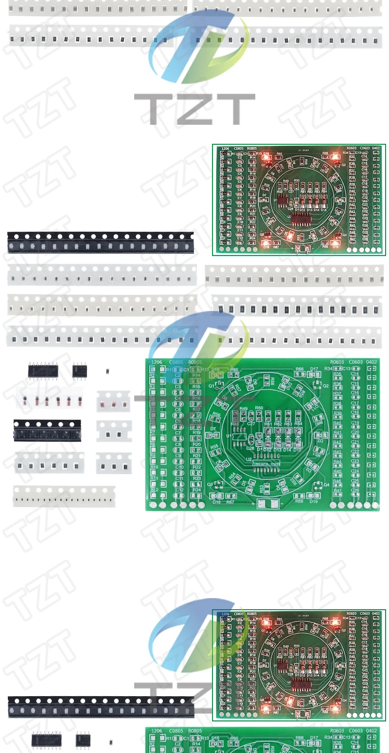 TZT 1/2/3 Stück SMD NE555 CD4017 Rotierende Blinkende LED Lötübungsplatine Elektronik-Schaltkreis-Trainingsset DIY-Kit – Detail 4