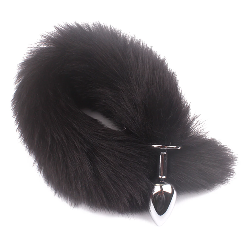 Adult Long Imitation Fox Hair Metal Anal Plug Cosplay Couple Flirting Sex Toy Faux Fox Tail Design Cosplay Supply sex toys