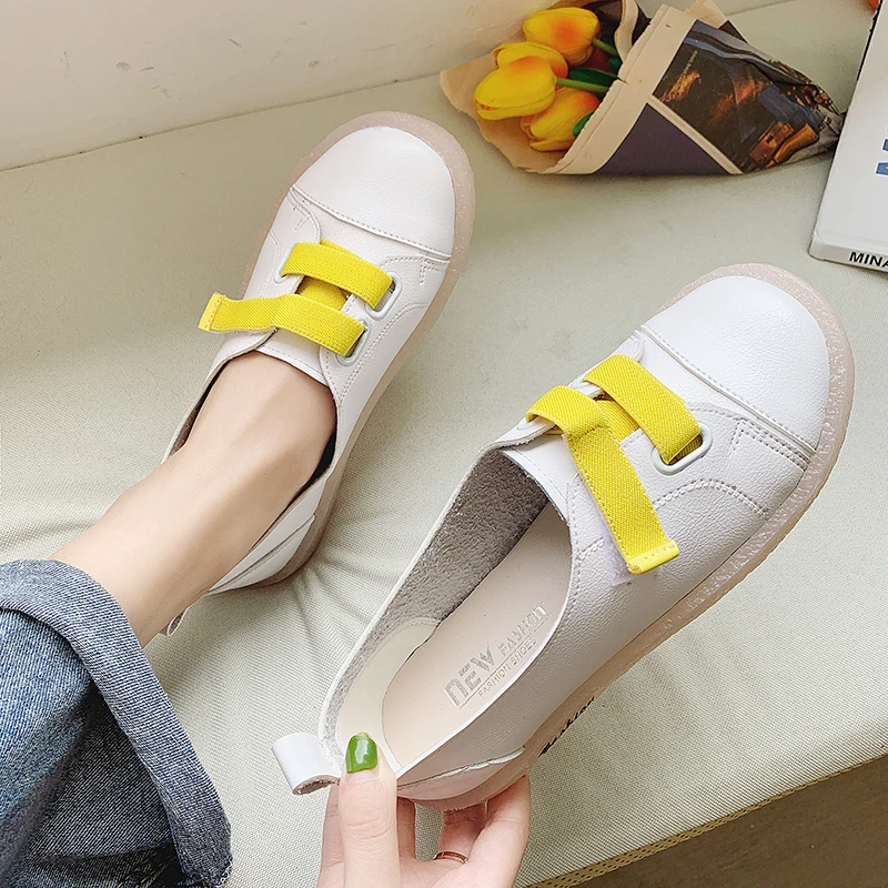Women's Spring Vulcanized Women's Shoes Casual Shoes Women's Comfortable Lightweight Fashion Simple Slipt Flat Sneakers U19-10