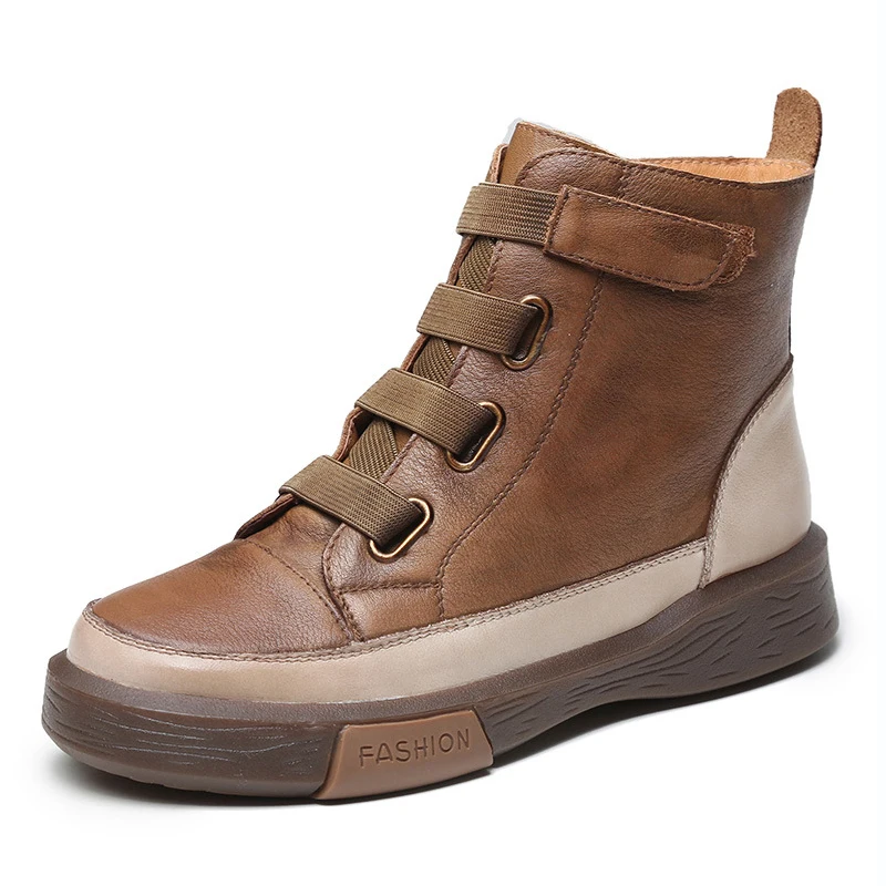 Leather Woman Booties Fashion Ladies Shoes Winter Boots for Women's Ankle Boots Female Women Shoes Woman Flats Boot Female Solid