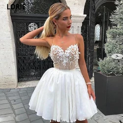 LORIE Short Homecoming Dresses Spaghetti Backless Appliques Beads Cocktail Party Dresses Special Occaion Prom Gowns V-neck