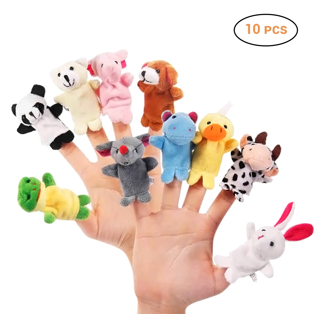 10Pcs/Pack Baby Kids Cotton Finger Animal Educational Story Toys Puppets Plush 