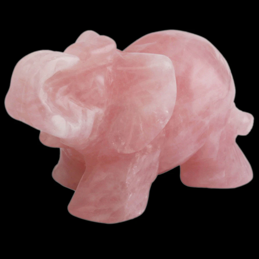 

Pink Crystal Elephant Artware Decoration Animal Pocket Stone Statue Figurine Auspicious Natural Pink Crystal Jade Ornament Carve