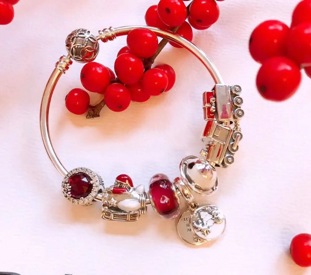 

Kaliyah 100%925 Silver Quality 1:1 Santa Train Pattern Bracelet Free Shipping