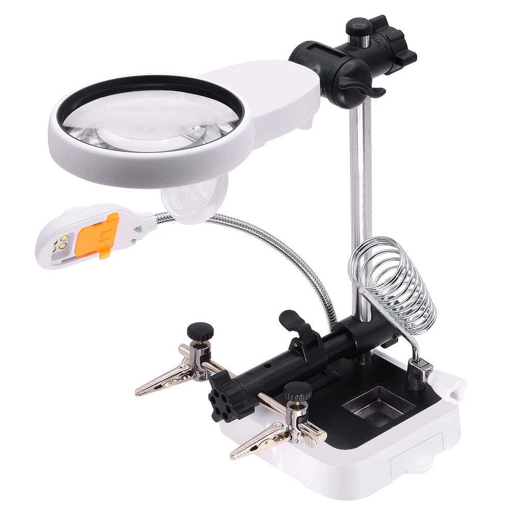 

DIY PCB Soldering Desk Magnifier LED Light Magnifiers Soldering Iron Helping Hands Third Hand Welding Solder Vise