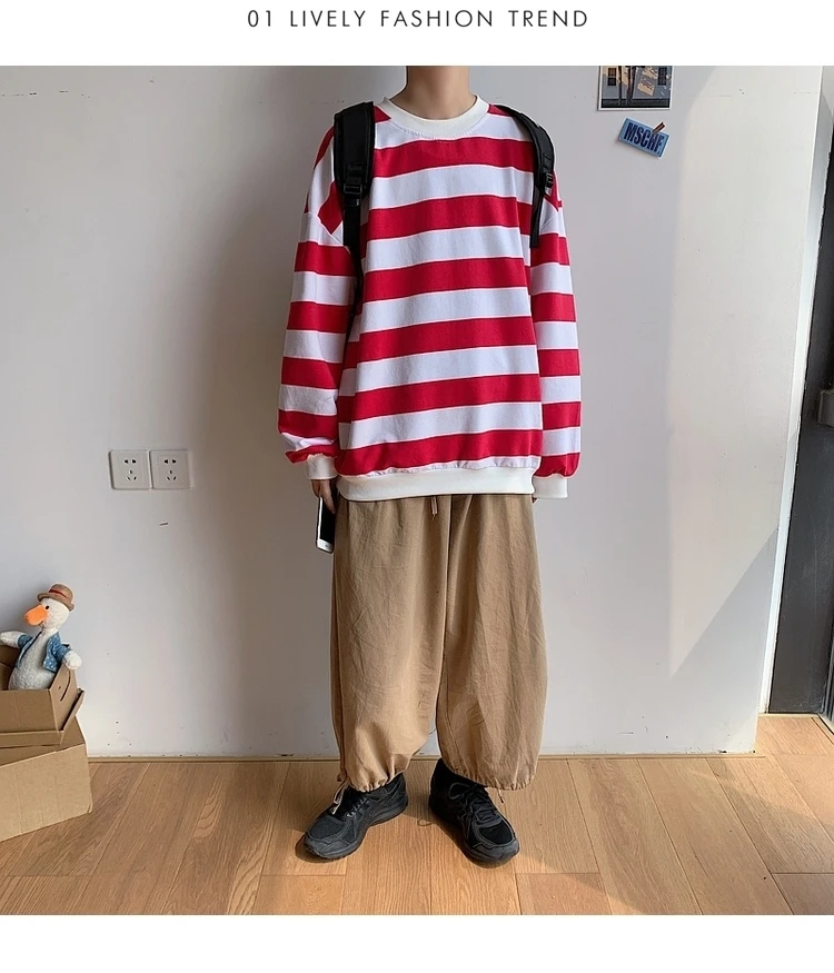 Men's 13 Color Full High-quality Coats Stripe Printing Hoodies Mens Cotton Clothes Pullover Casual Loose Sweatshirts Size M-5XL