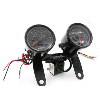 

DC 12V Universal Motorcycle Speedometer Tachometer Gauge with LED Backlight Gear Dual Speed Meter with LED Indicator 2 color