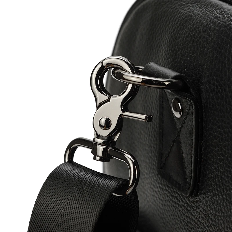 Black Leather Travel Bag For Men