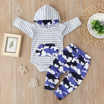 

New Spring Newborn Baby Boy Girl Clothing Set Long Sleeve Stripe Shark Print Romper Top T-shirt Hoddies +Leggings Outfit Clothes