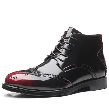 

men's fashion large size party nightclub wear carving bullock boots genuine leather shoes ankle boot zapatos de hombre botas man