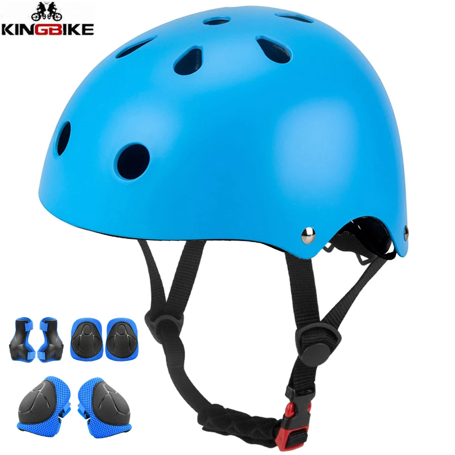 KINGBIKE Детский велосипедный шлем регулируемый защитный комплект с наколенником