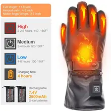 7,4 В 2600 мА/ч перчатки с подогревом для мужчин и женщин, теплые перчатки, полный сенсорный экран для катания на лыжах, Мотоциклетные Перчатки