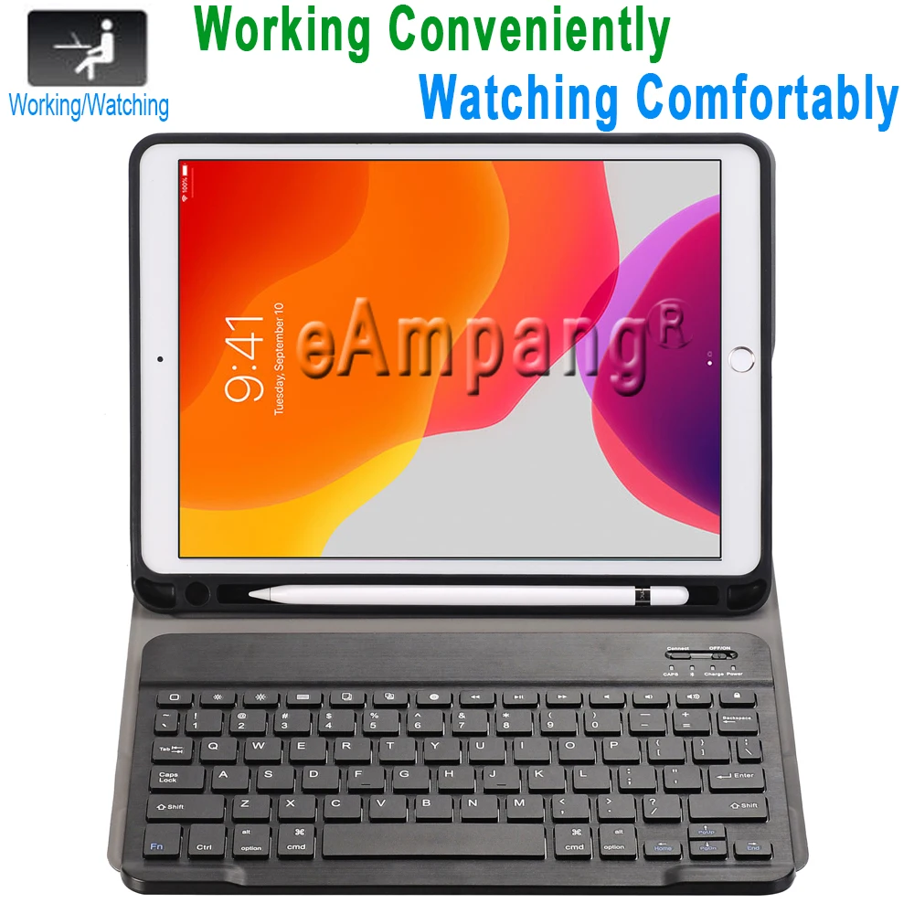  For iPad 10.2 2019 Keyboard Case with Pencil Holder for Apple iPad 7th Generation A2197 A2200 Russi