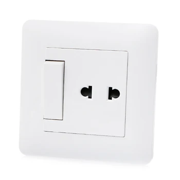 

2 Hole Universal Power Socket With 1 Gang 2 Way Light Switch Porcelain White