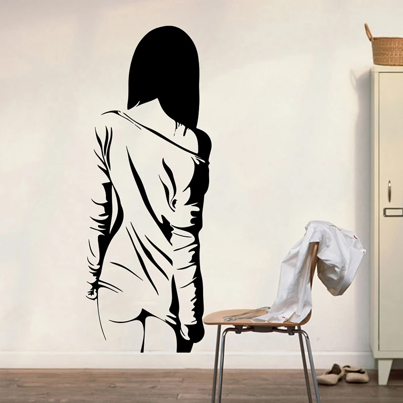 Large Anime Manga Sexy Teen Girl Naked Wall Sticker Girl Room Bedroom Fashion Girl Bag Dress Shop Wall Decal Vinyl Home Decor (1)