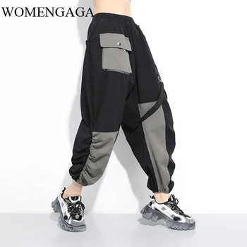 

loose High Elastic Waist Contrast Color Pocket HaremTrousers Loose Fit Pants Women Fashion Tide Spring Autumn 2020 FE9I
