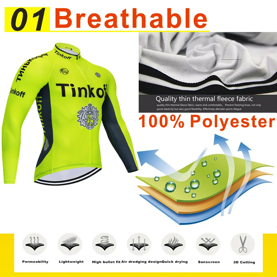 New Tinkoff Winter thermal fleece Cycling Clothes NW men's Jersey suit outdoor riding bike MTB clothing warm Bib Pants set