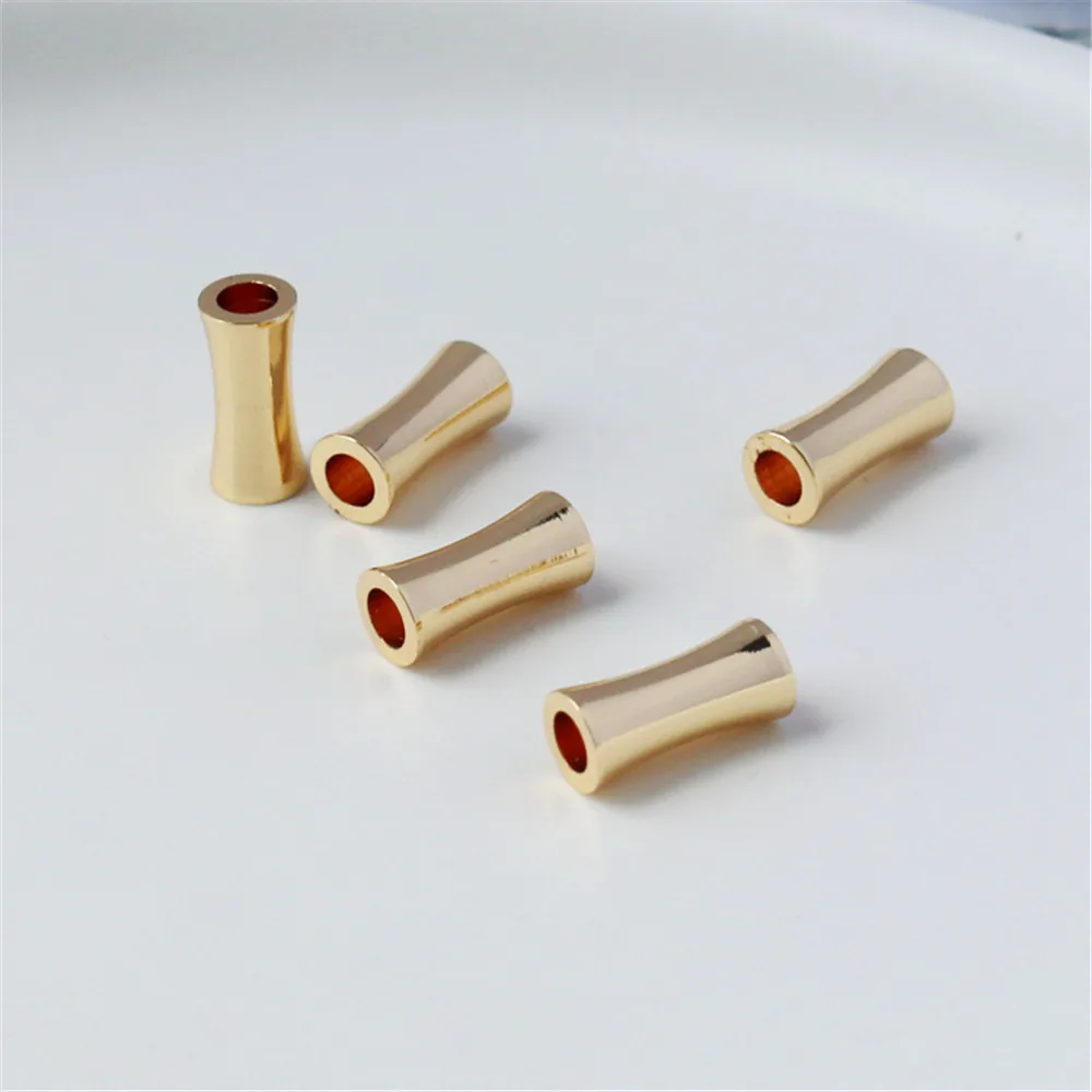 14K Gold Filled Plated Small man waist drum big hole bead 5x10mm, aperture 3mm top bead DIY accessories loose bead