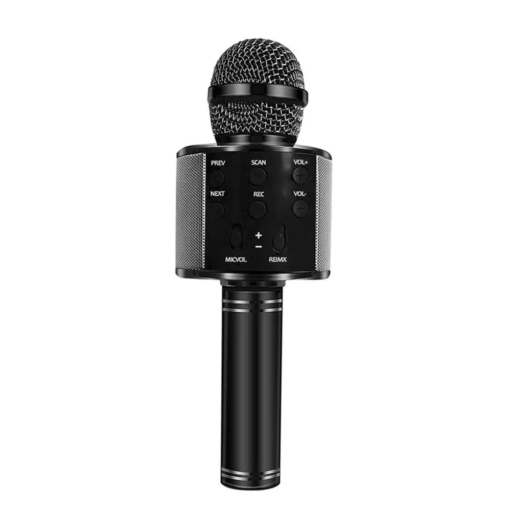 Профессиональный WS-858 ручной KTV микрофон Портативный беспроводной караоке домашний микрофон динамик плеер микрофоны - Цвет: black