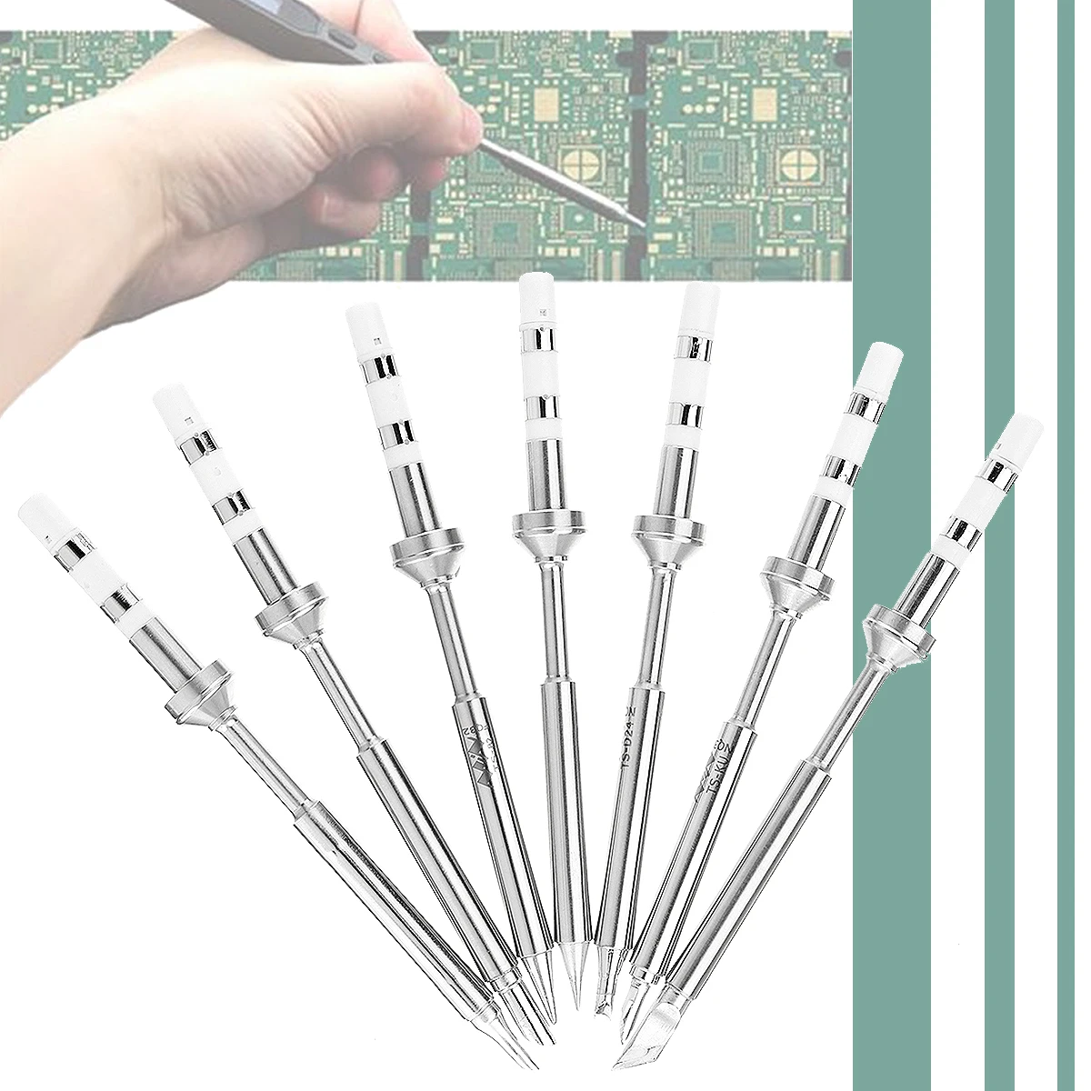 Drillpro Original Replacement Soldering Iron Tips For TS100 Digital LCD Soldering Iron B2 BC2 I K