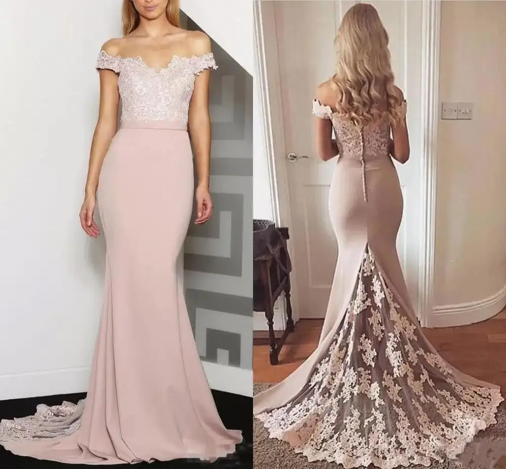 Vestidos de honor elegantes y baratos para mujer, vestidos largos de sirena con hombros descubiertos, vestidos de fiesta de - AliExpress