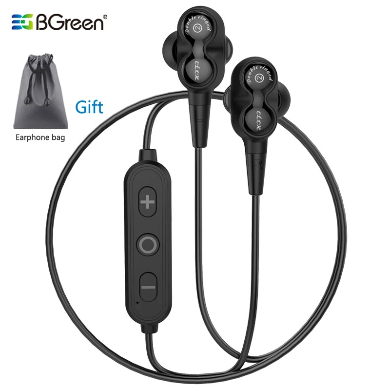 BGreen Bluetooth 5 0 спортивные наушники с двойным драйвером беспроводные стерео басы