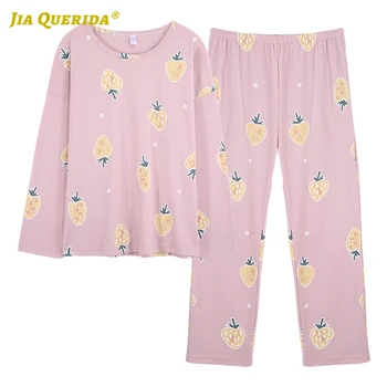 

Pineapple Printing Long Sleeve Long Pants Sleepwear Fashion Style Casual Style Pajamas Set Pj Set Spring Autumn Pijamas Set