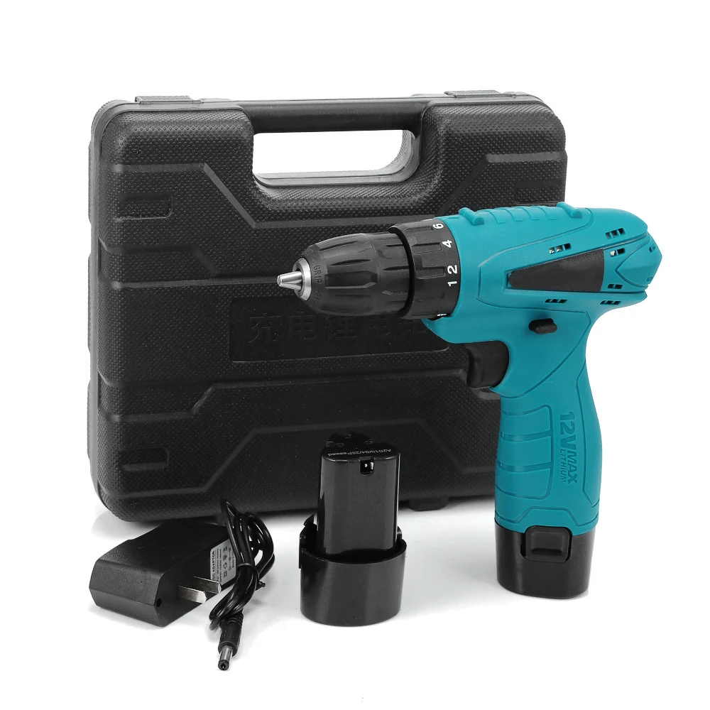 

12V Electric Drill Cordless Screwdriver Set with 2 Rechargeable Li-ion Batteries Powerful Automatic chuck Electric Drill