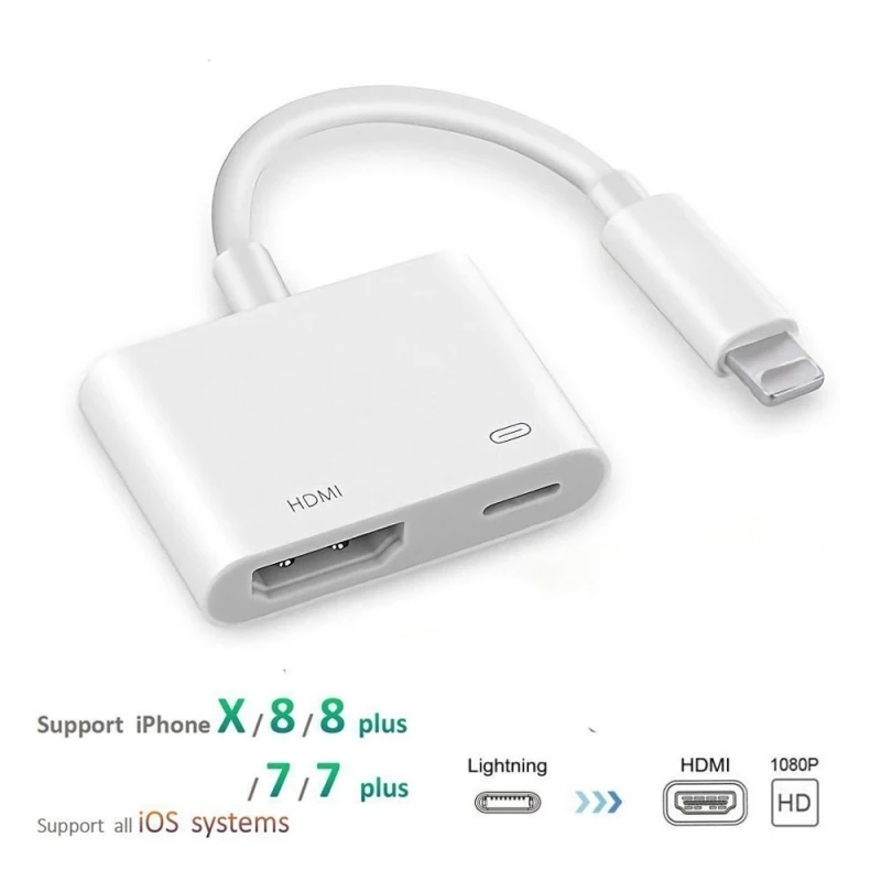 

For iPad to HDMI Adapter For 8Pin to Digital AV HDMI 4K USB Cable Connector 1080P HD Adapters For Iphone X 8/7/6/Ipad Air