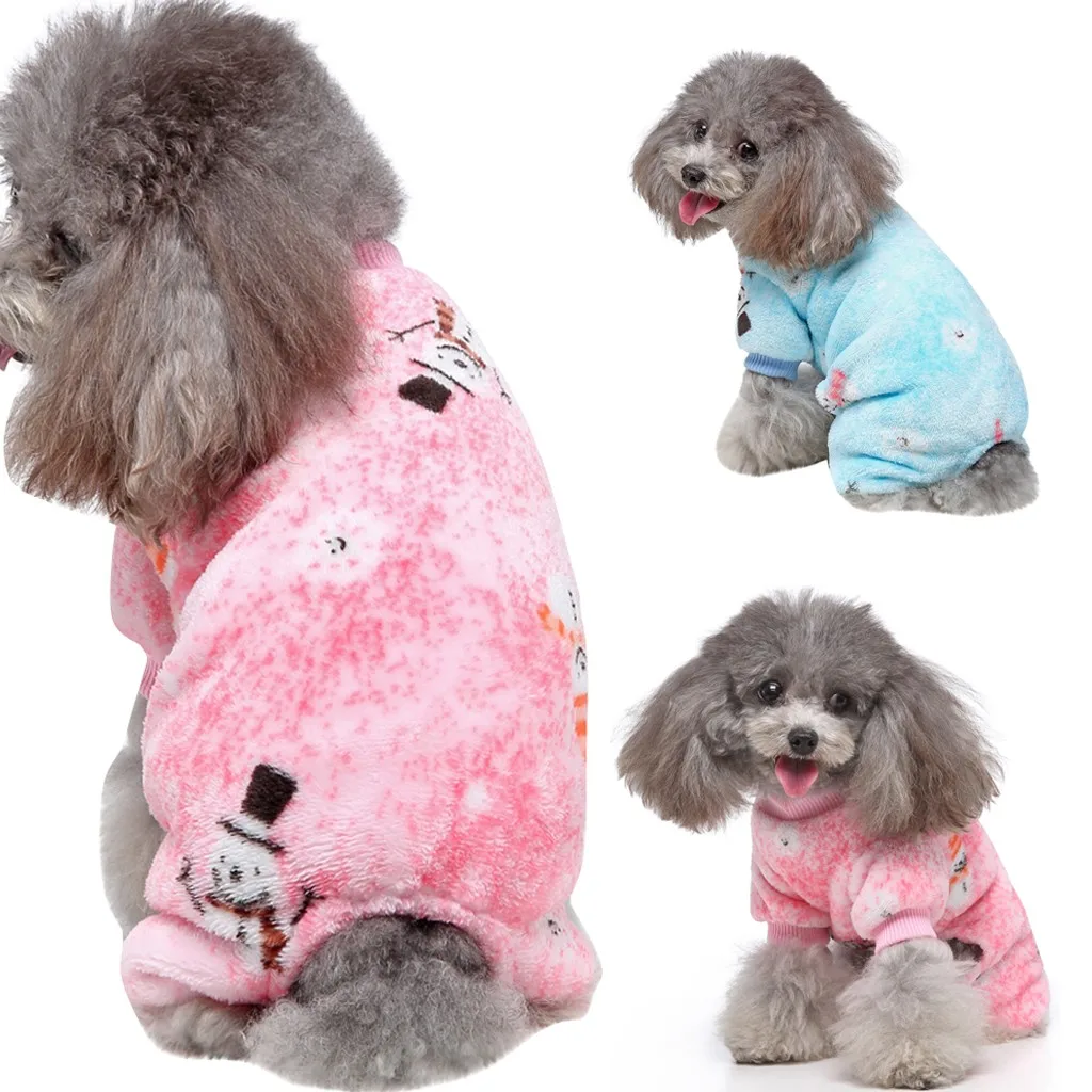 

2020 Fashion Winter New Pet Cloth Outfit Christmas Snowman Print Warm Four-legged Sweater Small Dog Costume Apparel Dropshipping